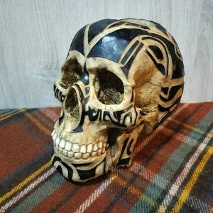 Vintage 00s Tribal Tattoo Skull Candleholder